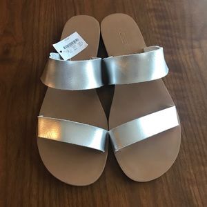 NWT J.crew silver slides size 8 sandals
